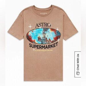 PacSun Astro Supermarket, size Large, men's brown graphic t-shirt. Hoshi Kara.